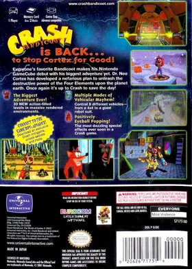 Crash Bandicoot - The Wrath of Cortex box cover back